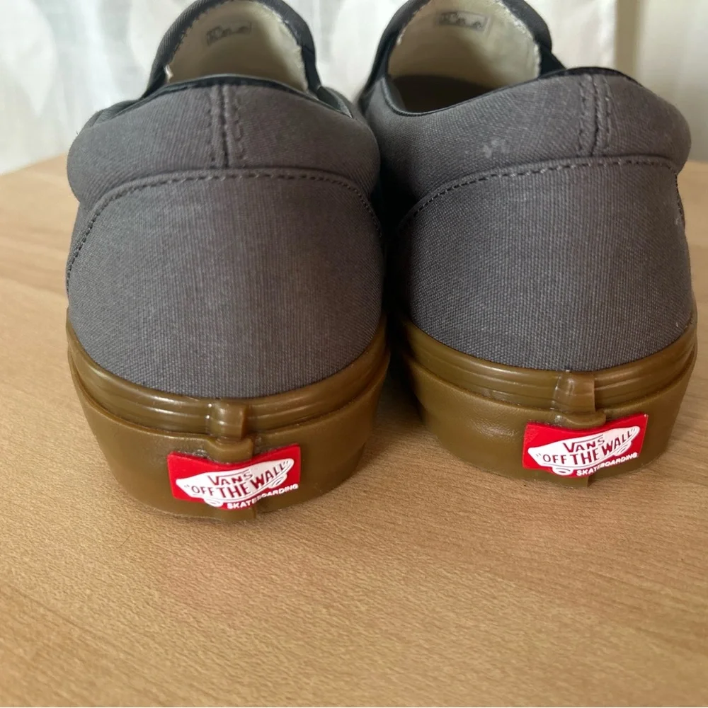 Vans Skateboard Slip-On in Gray Canvas with Gum Sole and Pop Cush